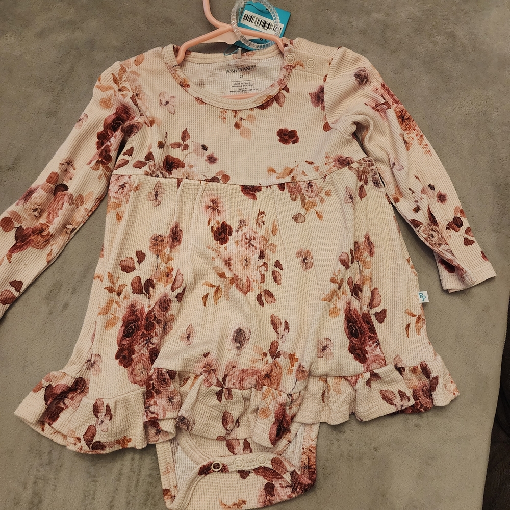 Posh Peanut Cream and Pink Floral Dress